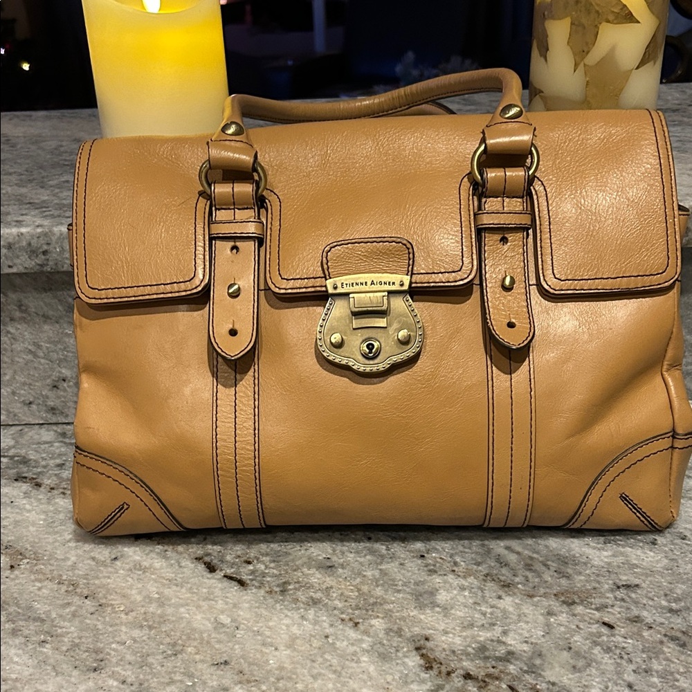 Vintage 90’s Etienne Aigner XL Satchel Tan tote